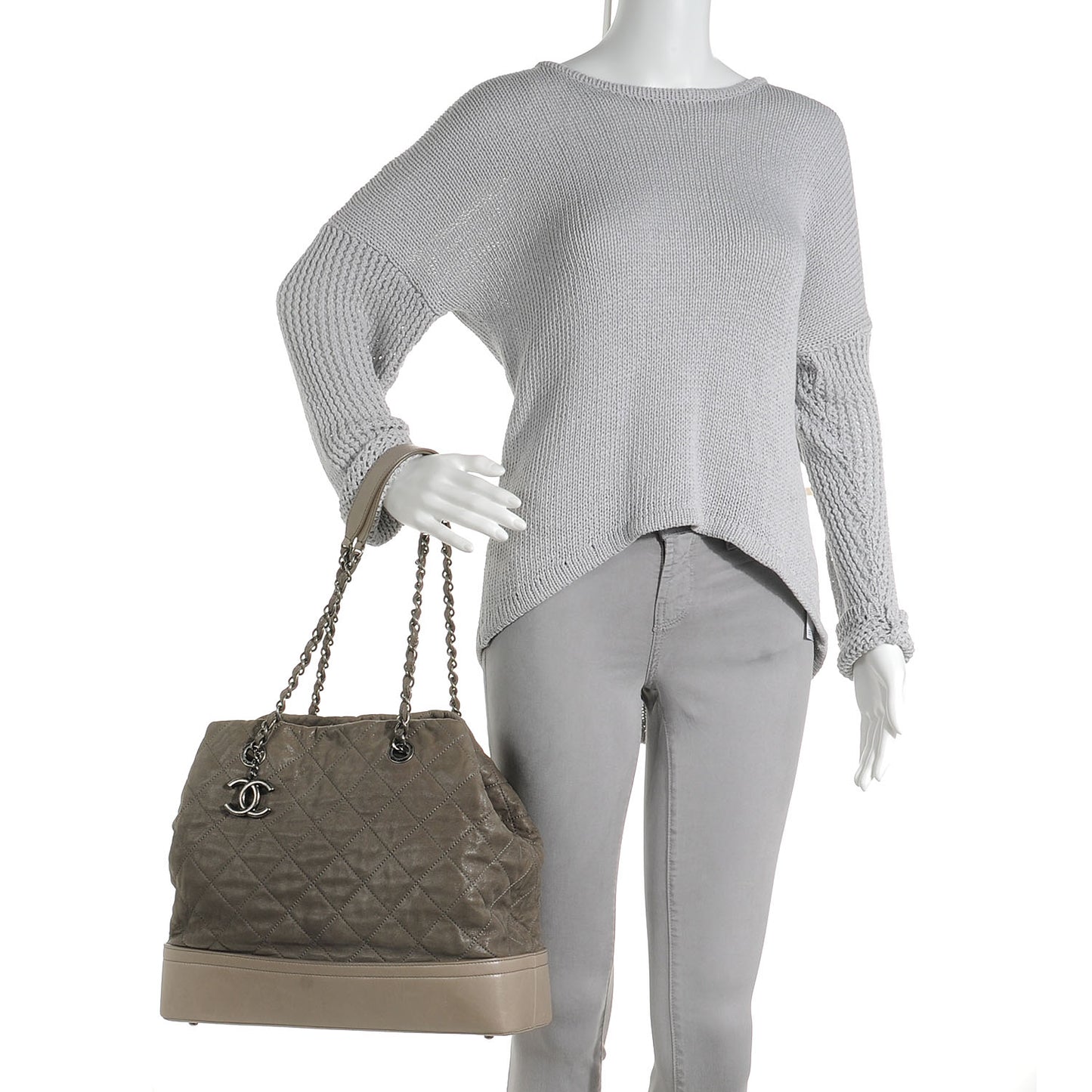 Iridescent Calfskin VIP Shopping Tote Grey