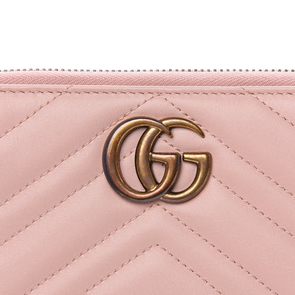 Gucci Calfskin Matelasse GG Marmont Zip Around Wallet Perfect Pink 7 of 7