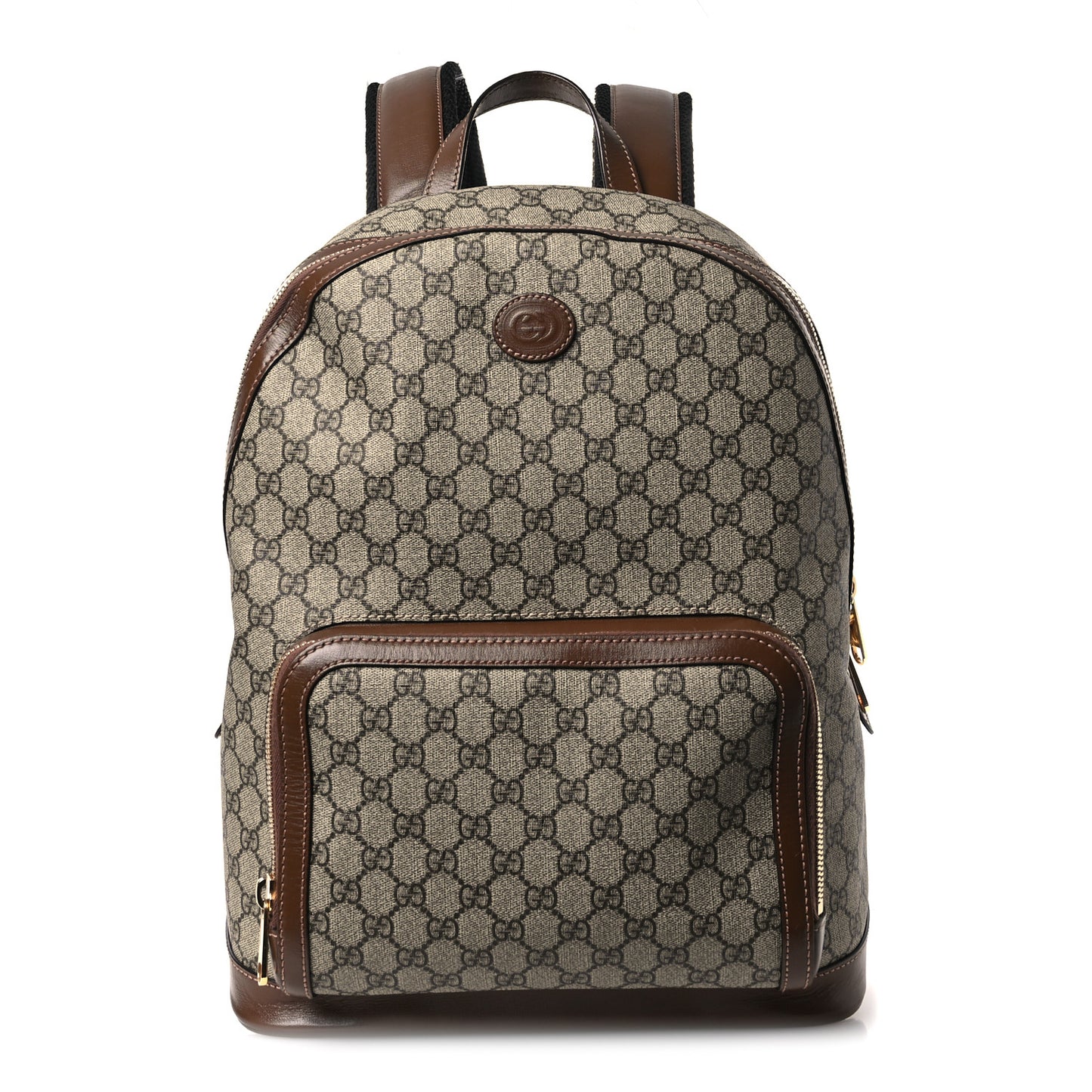 GG Supreme Monogram Textured Calfskin Retro Interlocking G Backpack Brown Beige