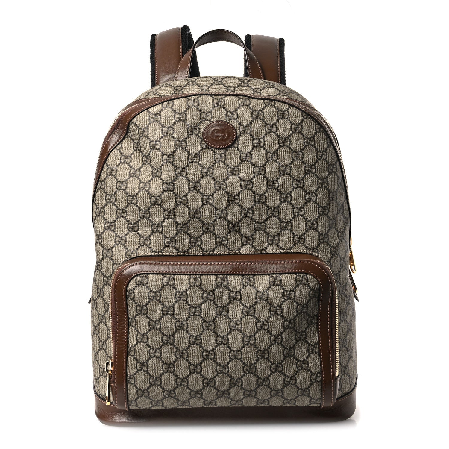 Gucci GG Supreme Monogram Textured Calfskin Retro Interlocking G Backpack Brown Beige 1 of 14