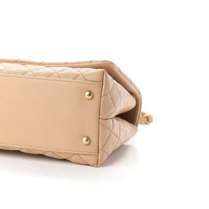 Chanel Caviar Quilted Small Coco Handle Flap Beige 9 of 10