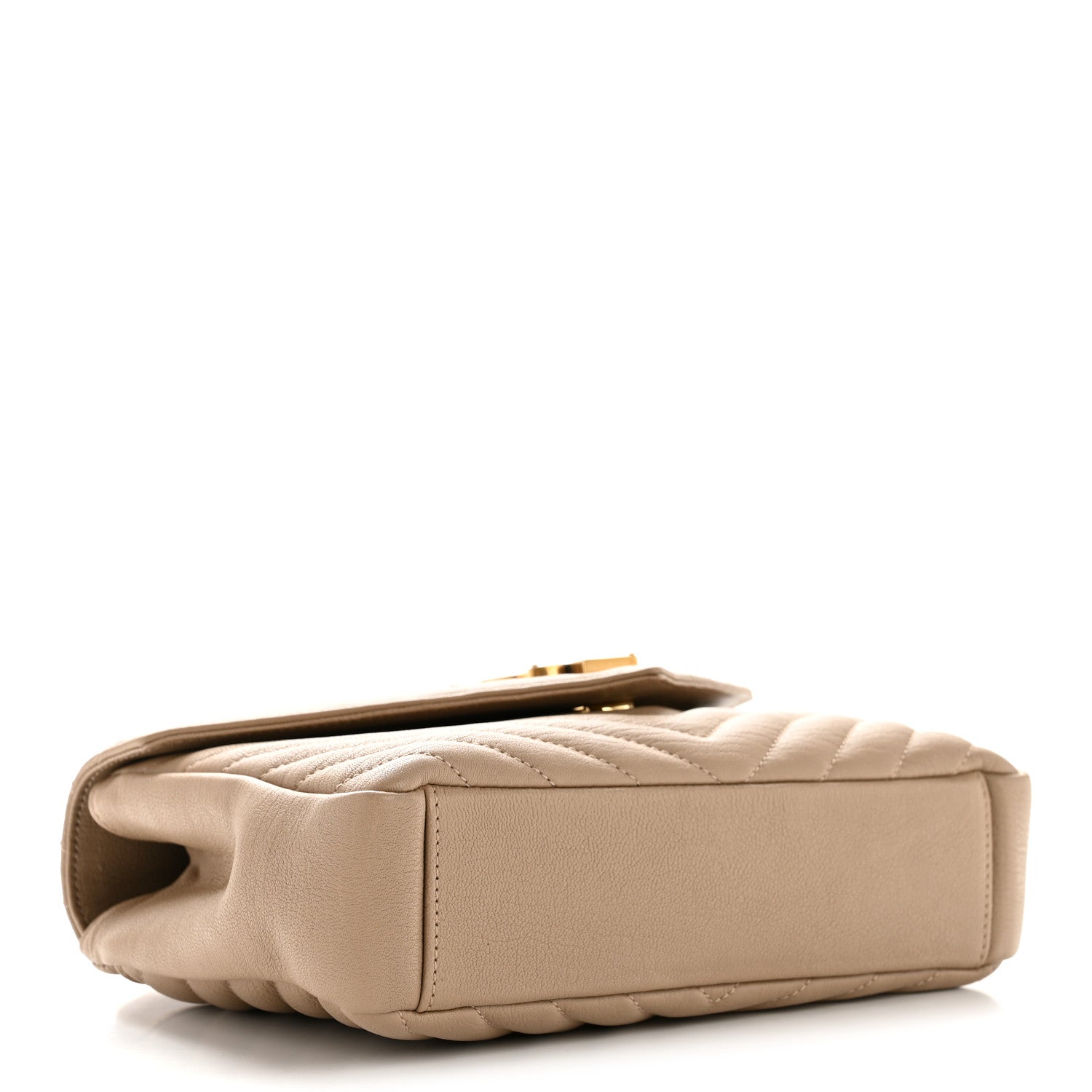 Saint Laurent Sheepskin Matelasse Chevron Monogram Medium College Bag Dark Beige 4 of 14