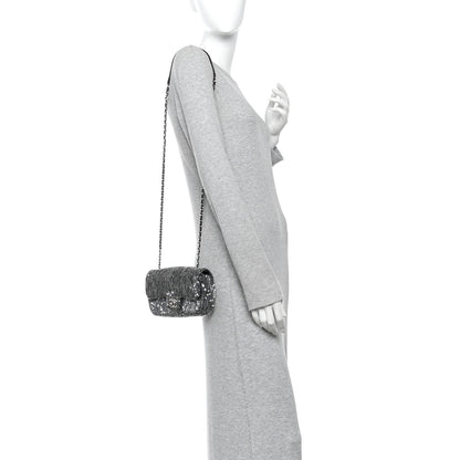 Chanel Sequin Mini Rectangular Single Flap Black 2 of 10