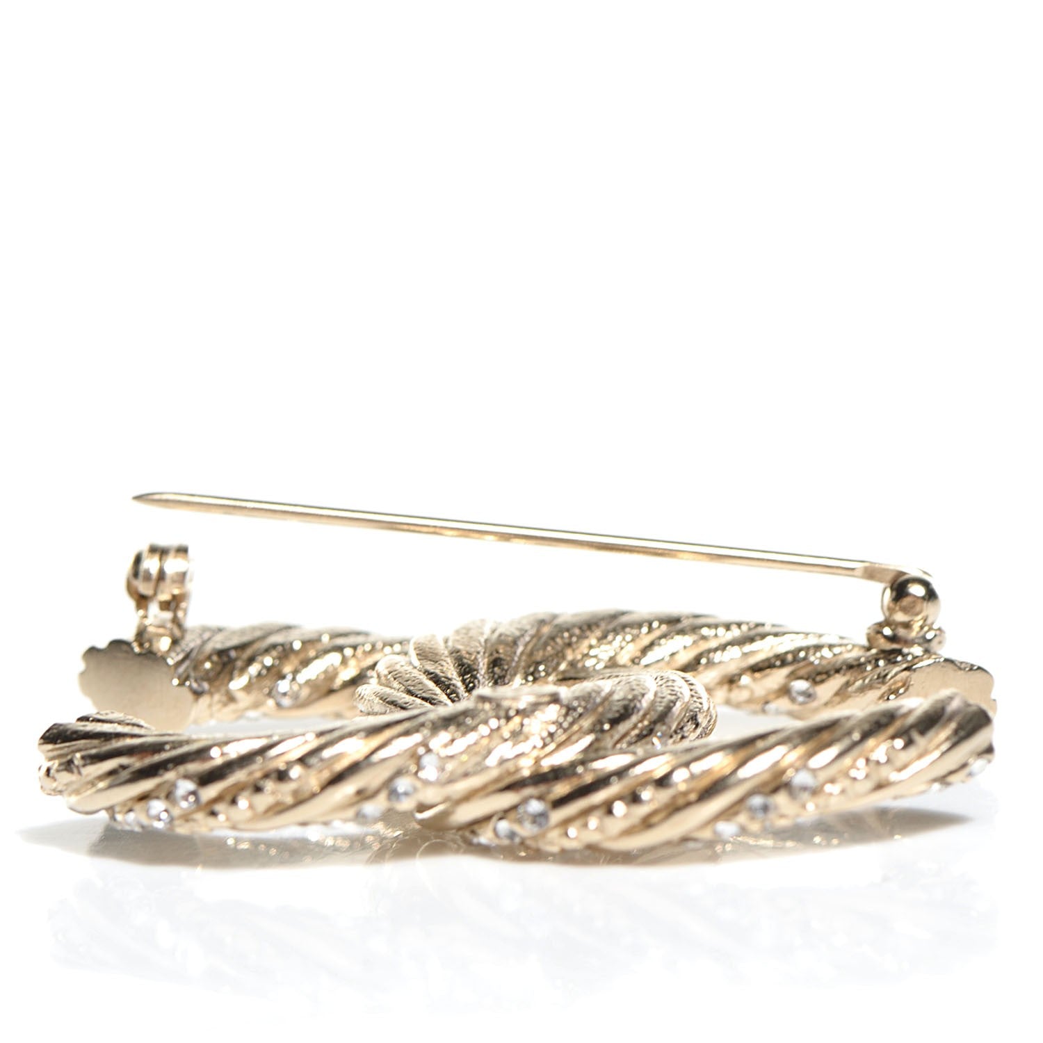 Chanel Crystal Twisted CC Brooch Light Gold 3 of 5