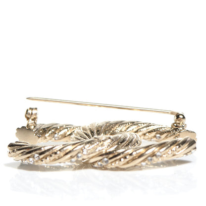 Chanel Crystal Twisted CC Brooch Light Gold 3 of 5