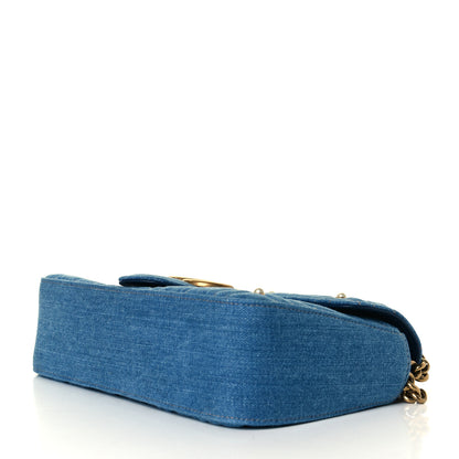 Gucci Denim Matelasse Pearl Studded Small GG Marmont Shoulder Bag Blue 5 of 7