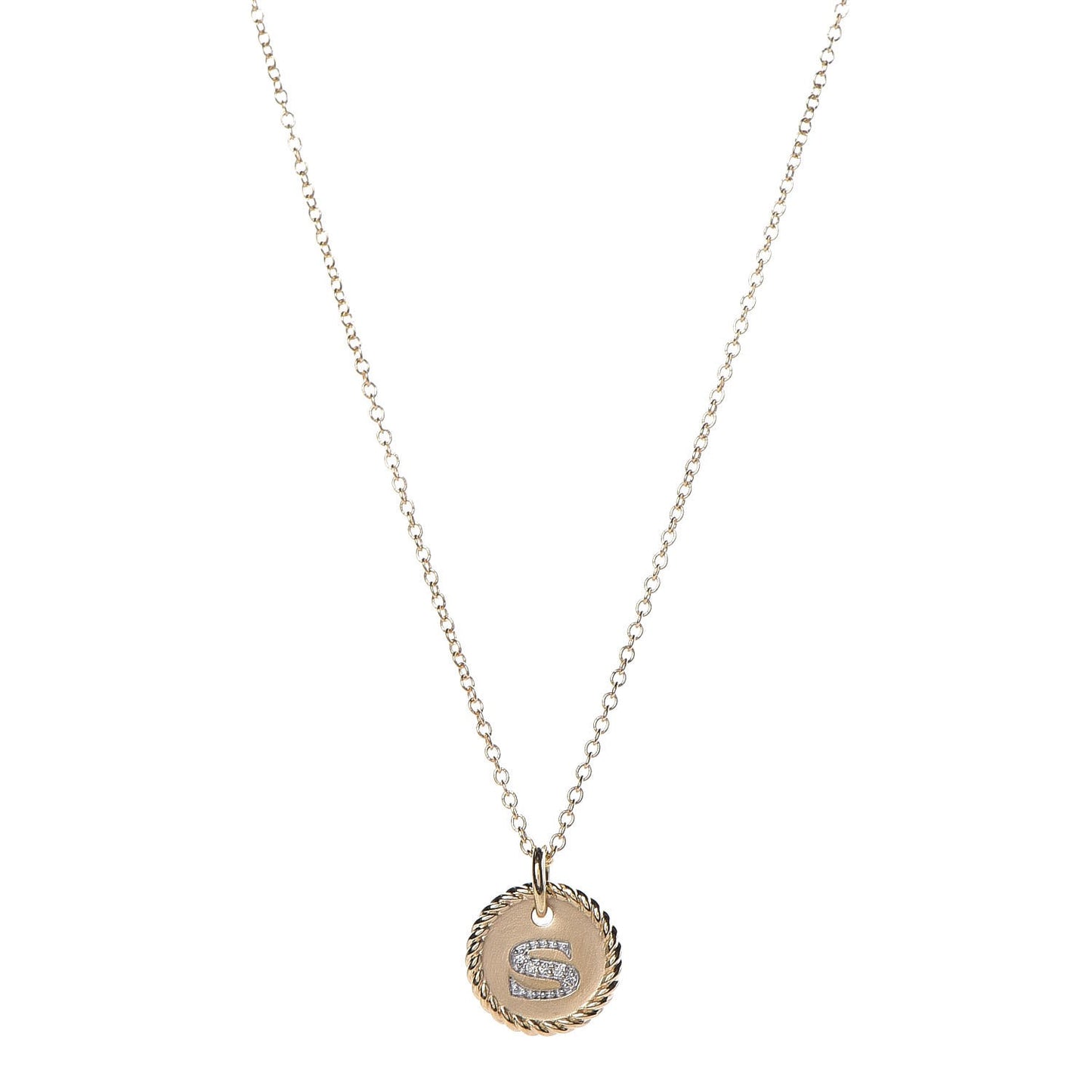 18K Yellow Gold Diamond Initial S Charm Necklace