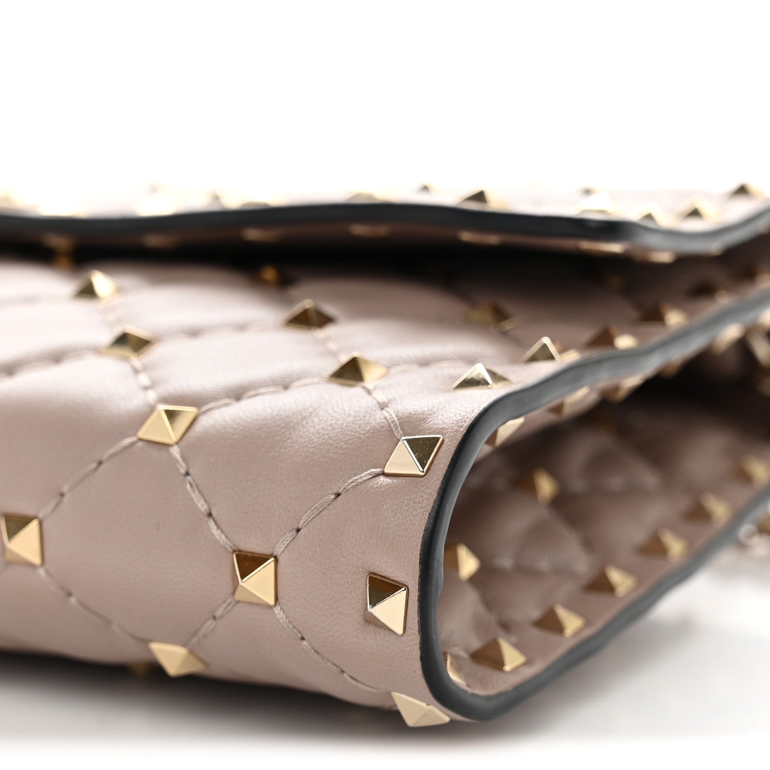 Valentino Garavani Lambskin Rockstud Spike Wallet on Chain Poudre 9 of 10