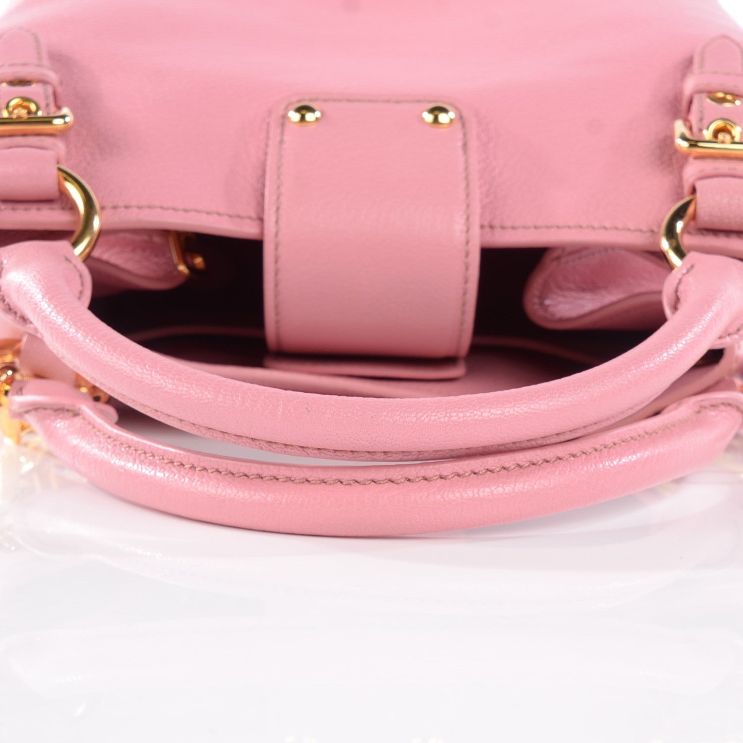 Miu Miu Goatskin Madras Shopping Tote Rosa 8 of 8