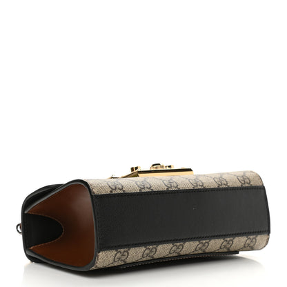 Gucci GG Supreme Monogram Calfskin Small Padlock Shoulder Bag Beige Black Cuir 4 of 11