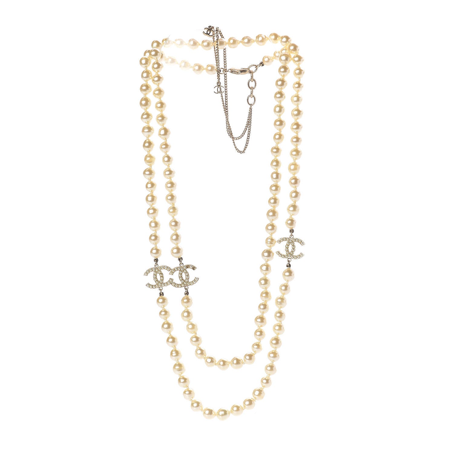 Chanel Pearl CC Long Necklace Gold 3 of 6