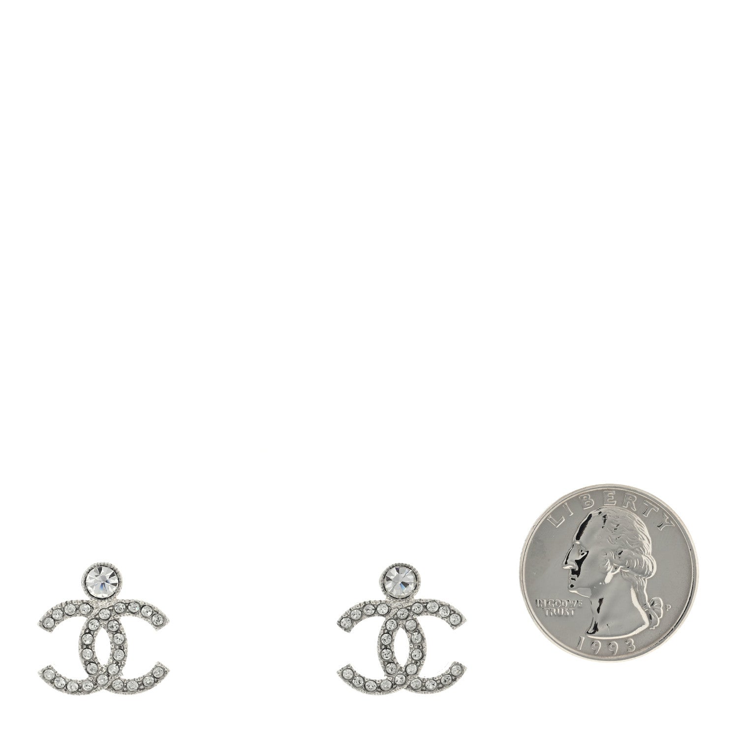 Chanel Crystal CC Earrings Silver 2 of 4