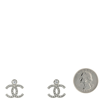 Chanel Crystal CC Earrings Silver 2 of 4