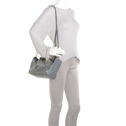 Valentino Garavani Vitello Small Rockstud Tote Grey 8 of 8