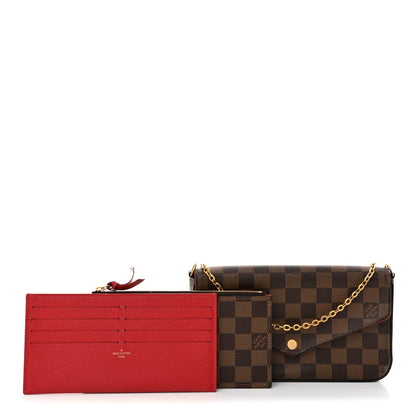 Louis Vuitton Damier Ebene Pochette Felicie Chain Wallet 3 of 13