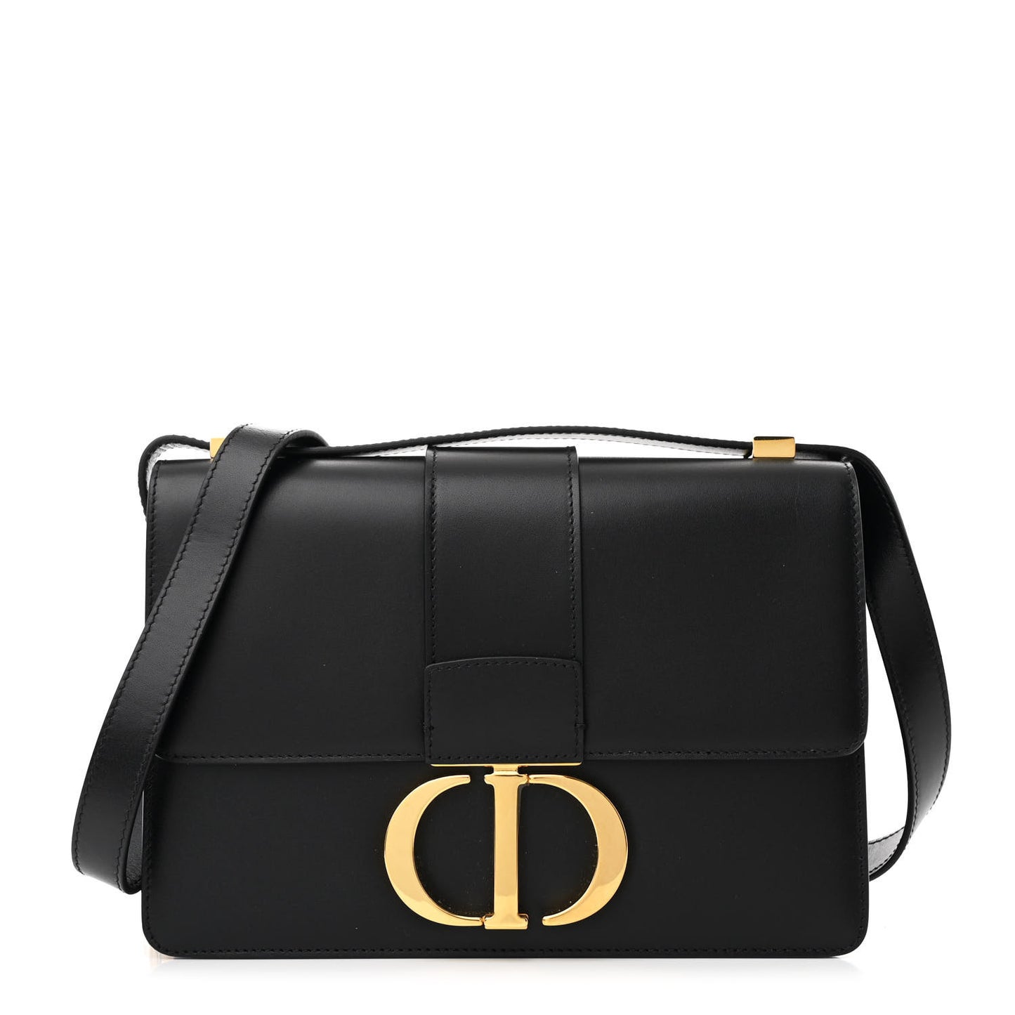 Box Calfskin 30 Montaigne Flap Bag Black