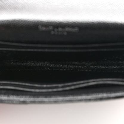 Saint Laurent Grain De Poudre Matelasse Chevron Small Monogram Envelope Wallet Black 5 of 7
