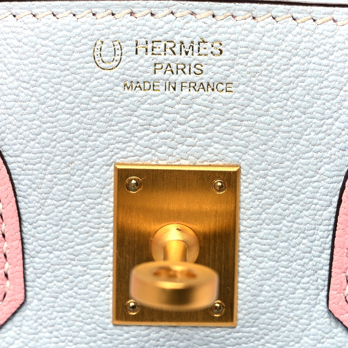 Chevre Mysore Horseshoe Birkin 25 Bleu Brume Rose Sakura
