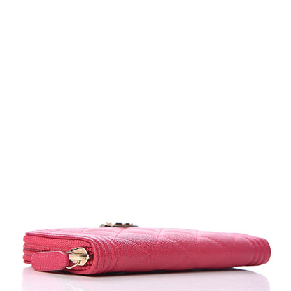 Chanel Caviar Quilted Small Boy Zip Around Wallet Fuchsia 4 of 8