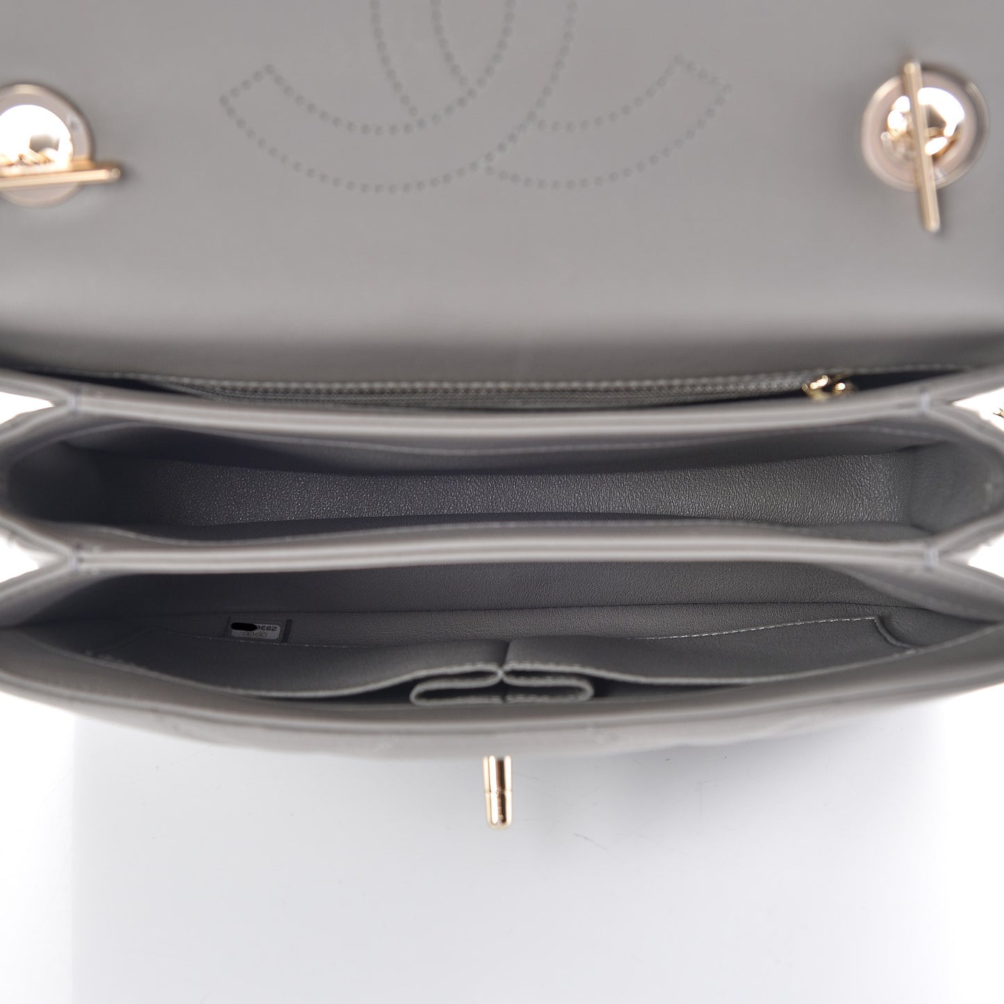 Lambskin Quilted Small Trendy CC Top Handle Flap Grey