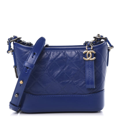 Chanel Aged Calfskin Quilted Small Gabrielle Hobo Blue 1 of 11