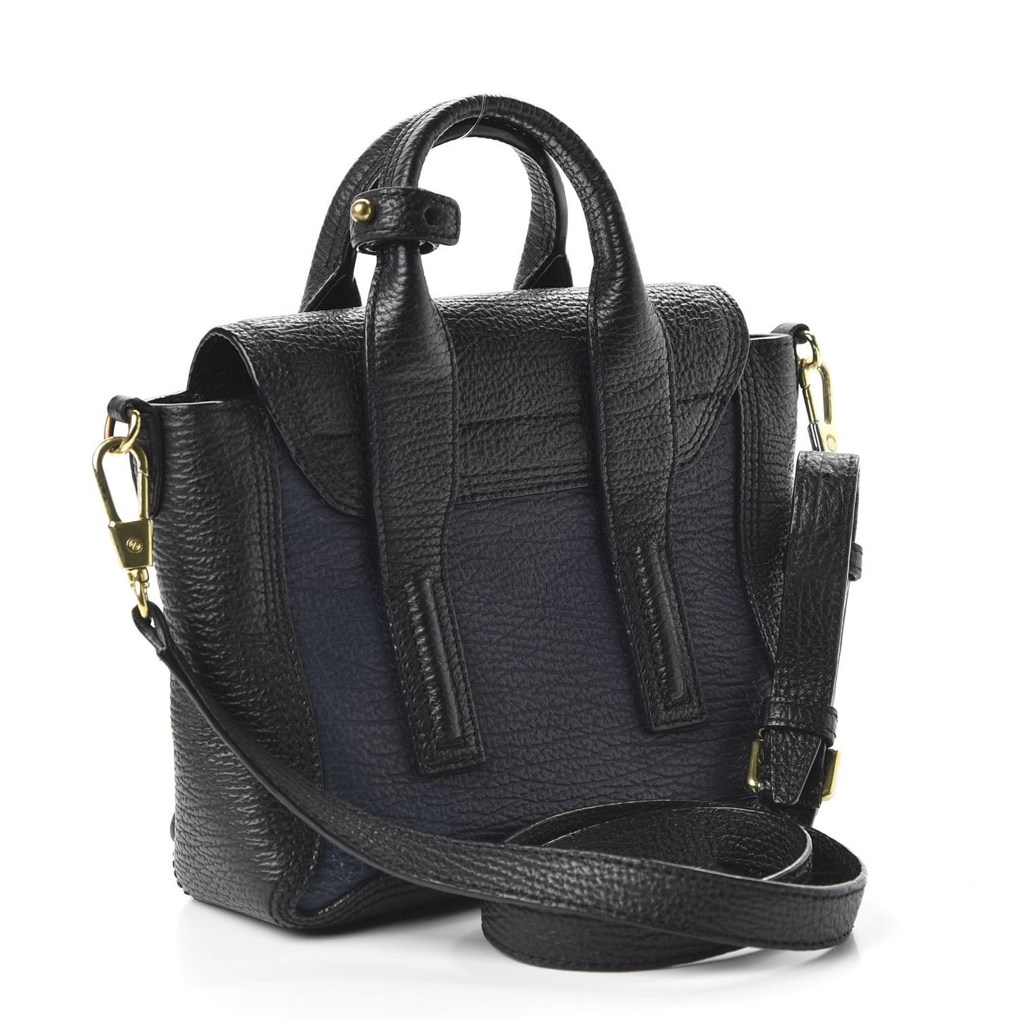 3.1 Textured Calfskin Bi-Color Mini Pashli Satchel Black Navy