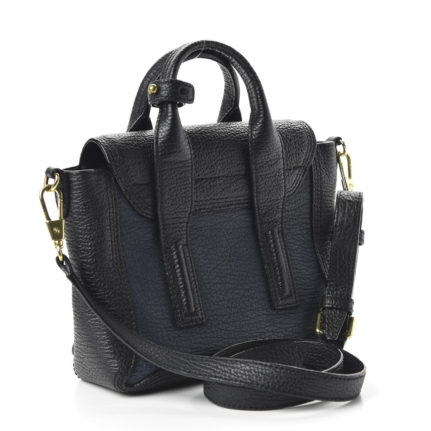 3.1 Phillip Lim 3.1 Textured Calfskin Bi-Color Mini Pashli Satchel Black Navy 3 of 10