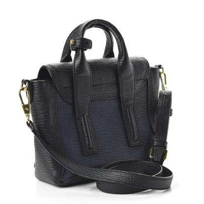3.1 Phillip Lim 3.1 Textured Calfskin Bi-Color Mini Pashli Satchel Black Navy 3 of 10