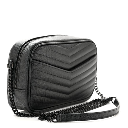 Saint Laurent Grain De Poudre Matelasse Monochrome Monogram Mini Lou Camera Bag Black 3 of 11