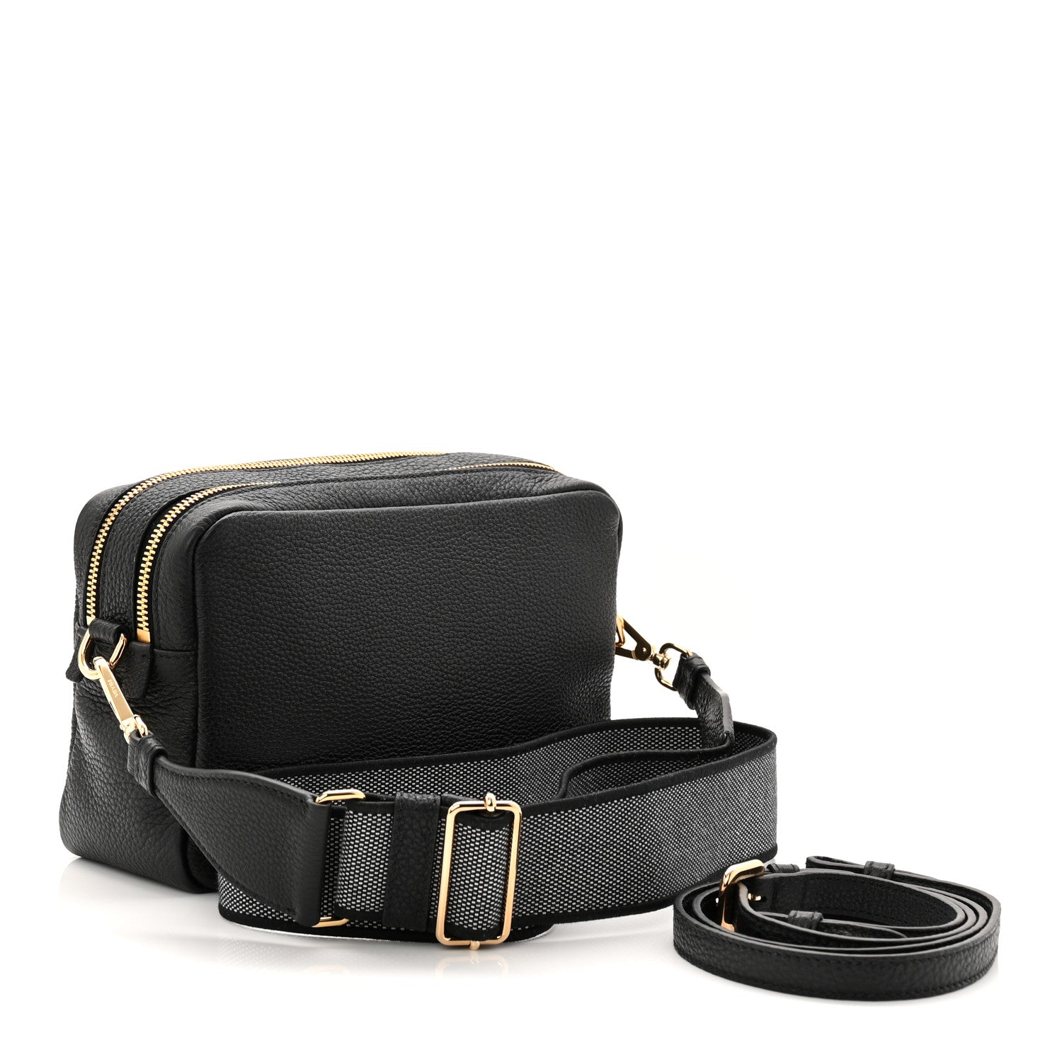 Prada Vitello Daino Soft Medium Double Zip Shoulder Bag Black 3 of 10