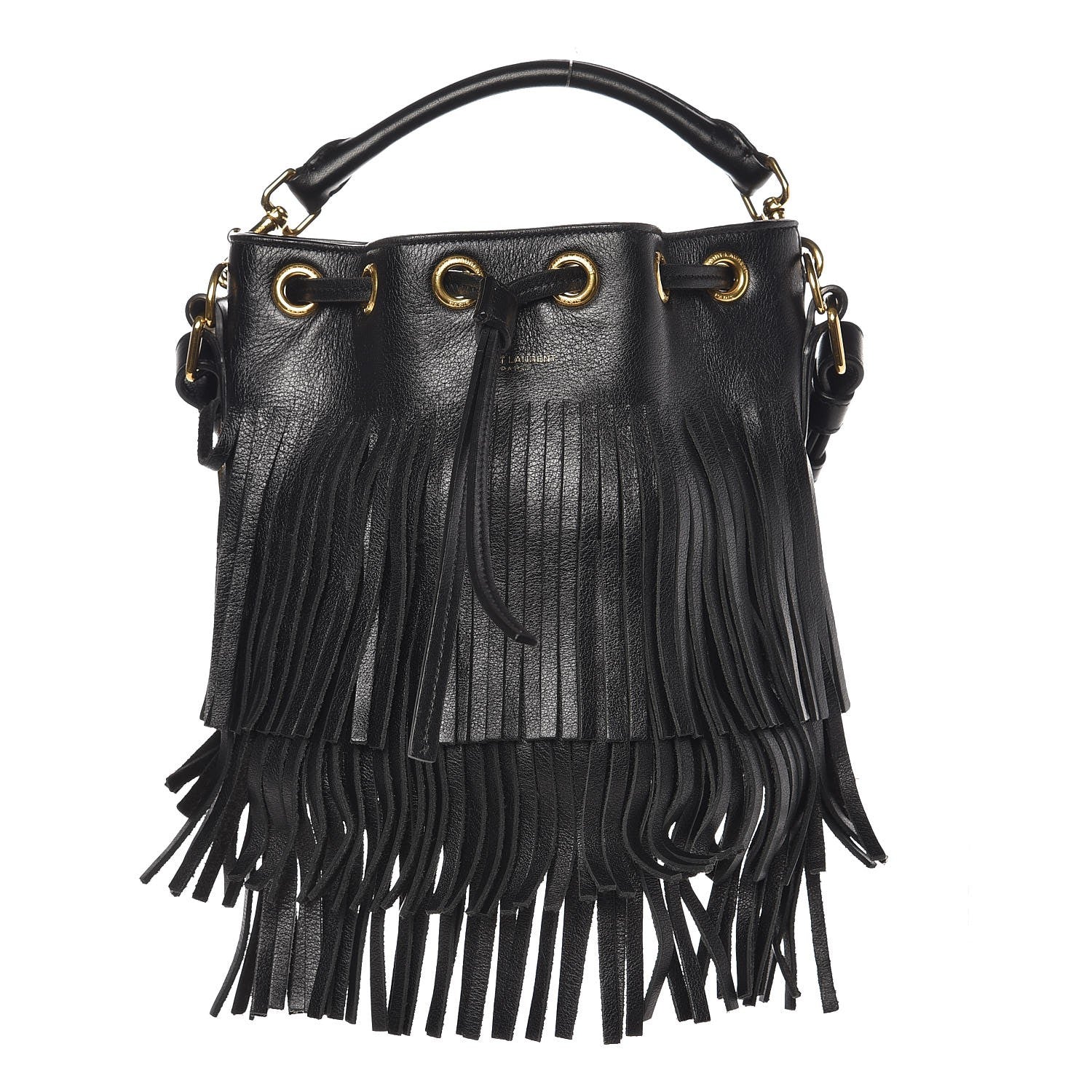 Saint Laurent Calfskin Small Emmanuelle Fringe Hobo Bag Black 1 of 9