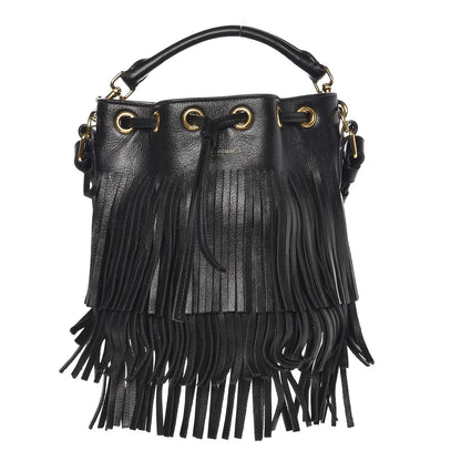 Saint Laurent Calfskin Small Emmanuelle Fringe Hobo Bag Black 1 of 9