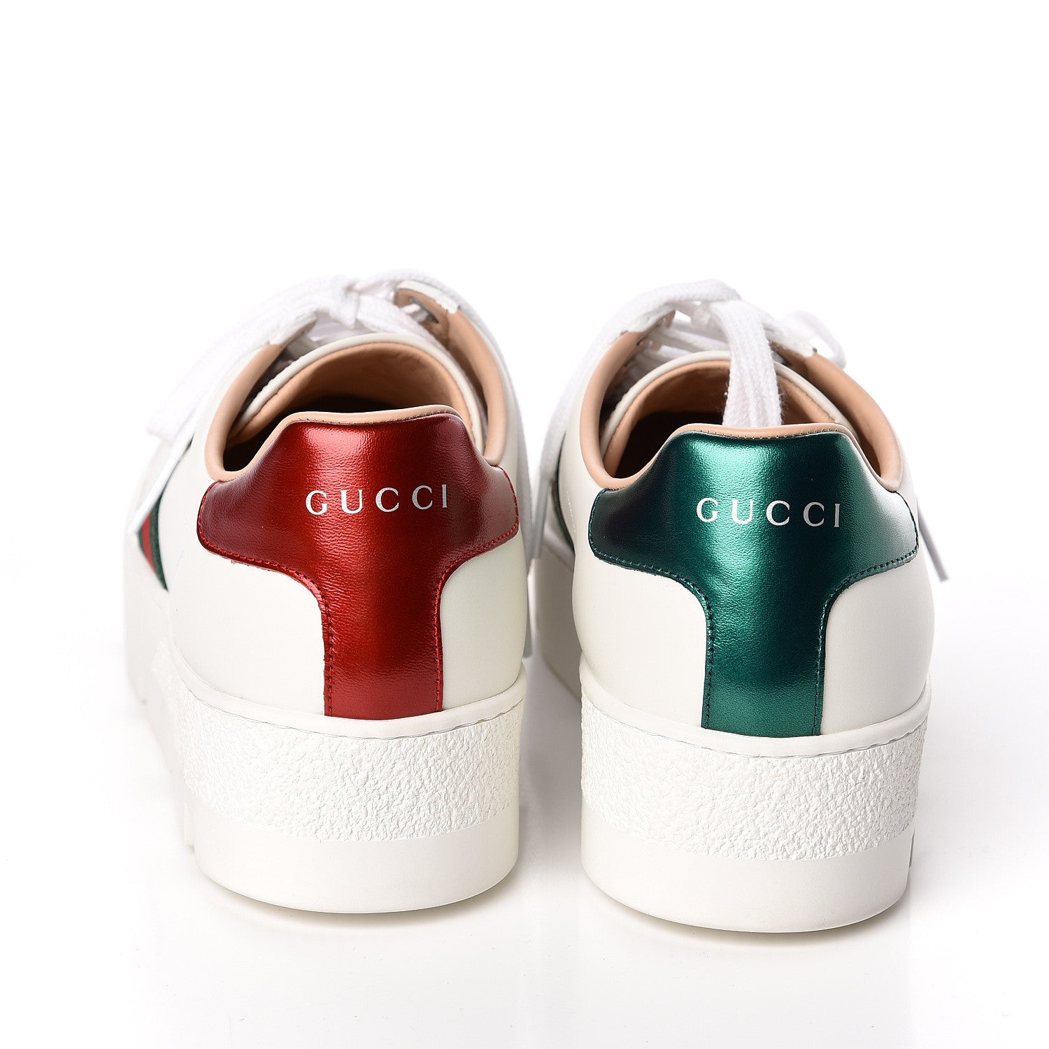 Gucci Calfskin Web Bee Embroidered Womens Ace Platform Sneakers 39 White 5 of 10
