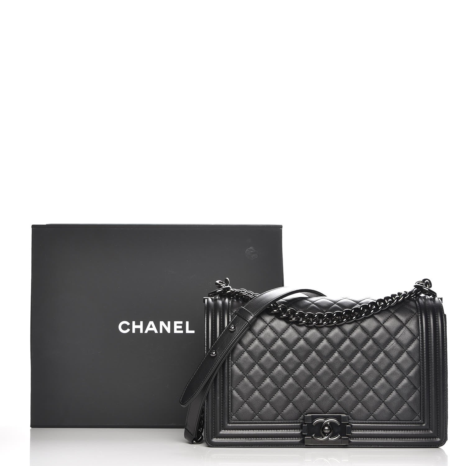 Chanel Calfskin Quilted New Medium Boy Flap So Black 8 of 8