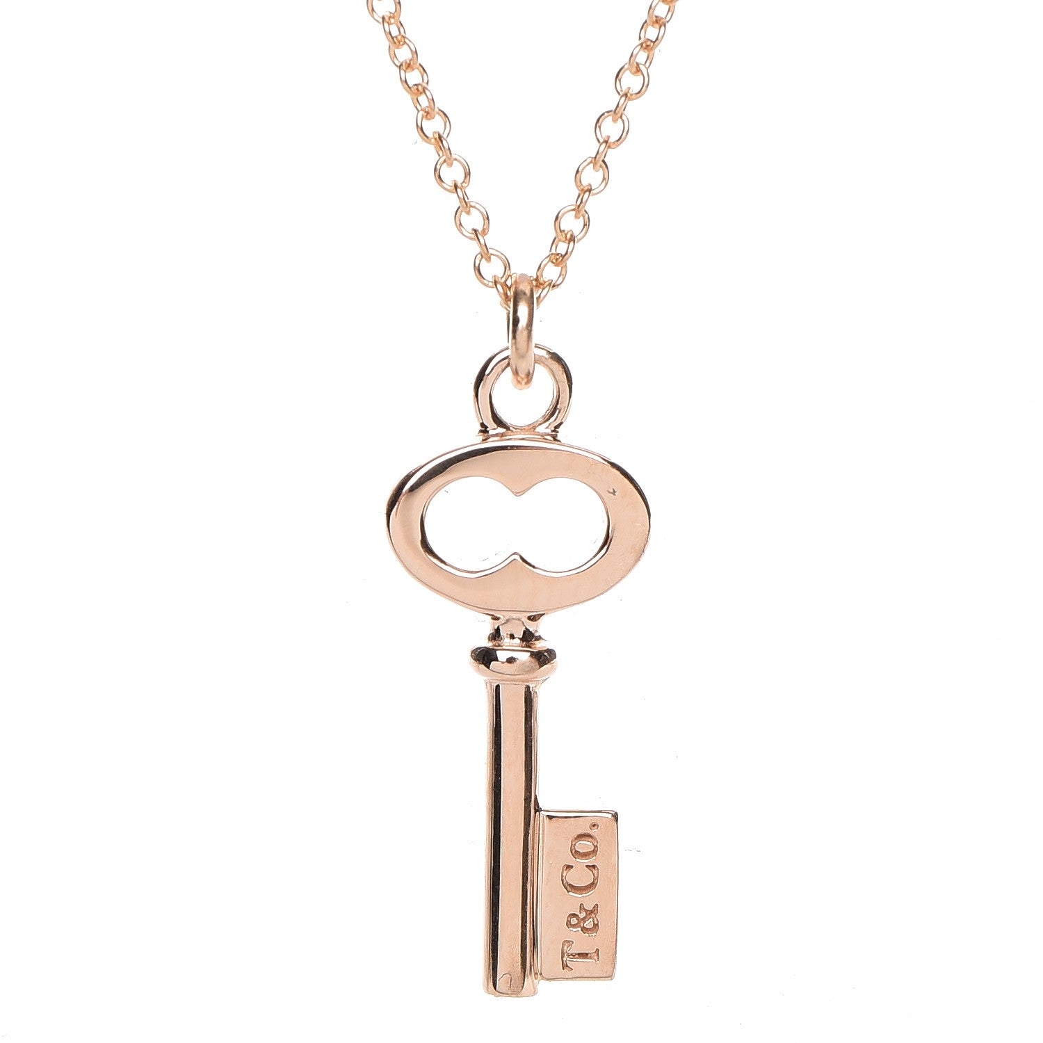 Tiffany 18K Rose Gold Mini Key Pendant Necklace 5 of 8