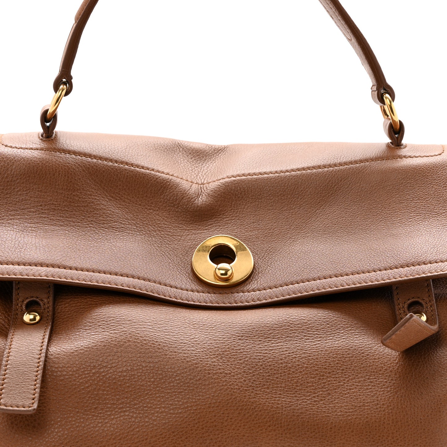 Calfskin Canvas Large Muse Two Brown