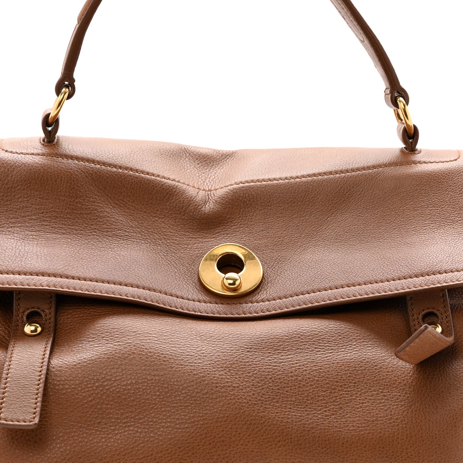 Saint Laurent Calfskin Canvas Large Muse Two Brown 9 of 17