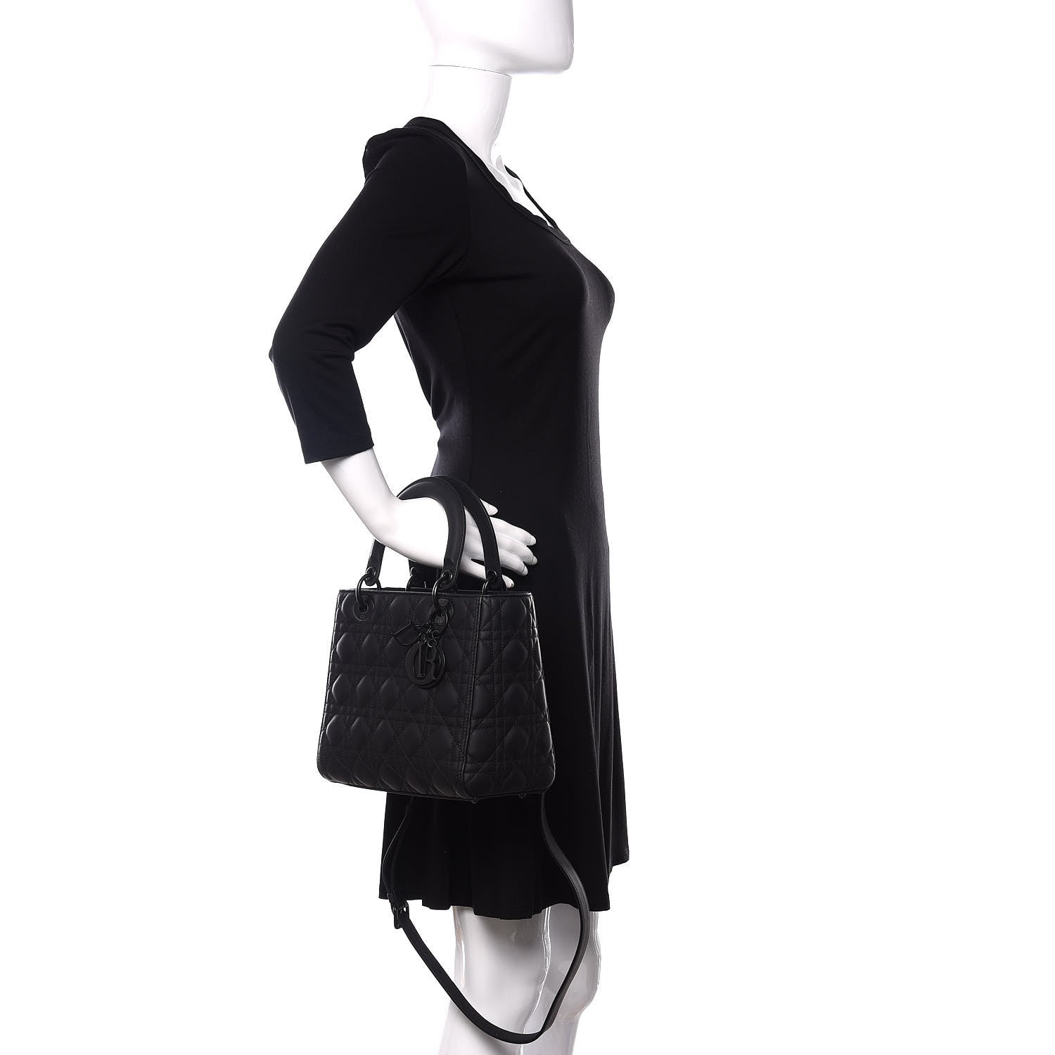 Christian Dior Ultra Matte Calfskin Cannage Medium Lady Dior Black 3 of 11