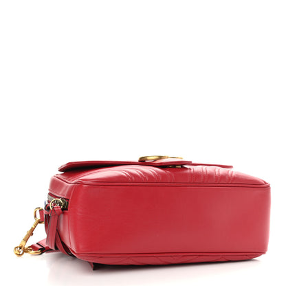 Gucci Calfskin Matelasse Sylvie Web Small GG Marmont Top Handle Shoulder Bag Hibiscus Red 4 of 11