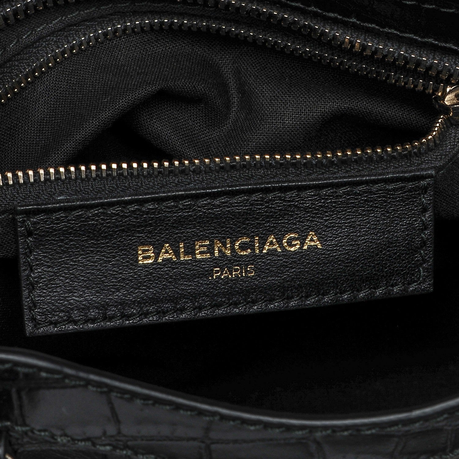 Balenciaga Calfskin Crocodile Embossed Giant 12 Gold Hardware Mini City Black 6 of 7