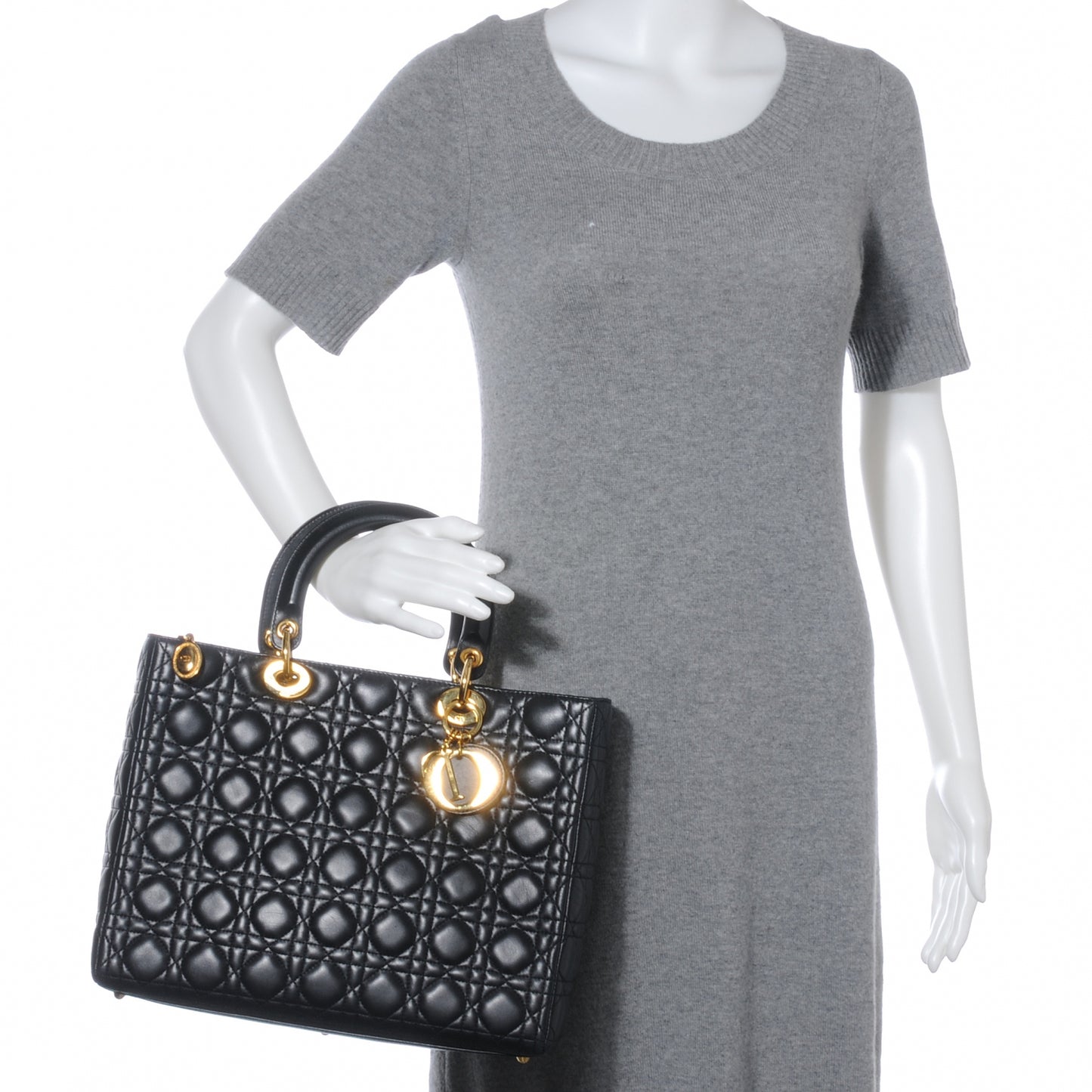 Lambskin Cannage Large Lady Dior Black