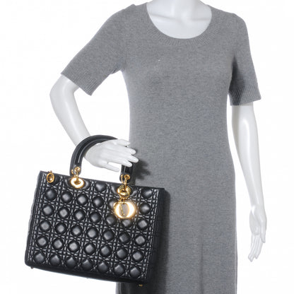Christian Dior Lambskin Cannage Large Lady Dior Black 2 of 8
