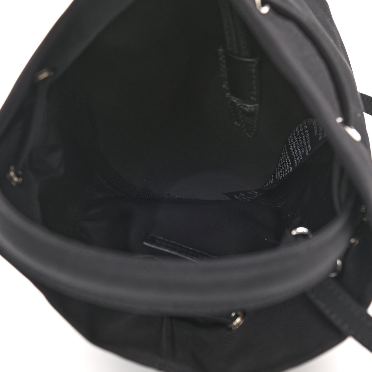 Recycled Sport Nylon Logo Embroidered Wheel Drawstring Bucket Bag Black White