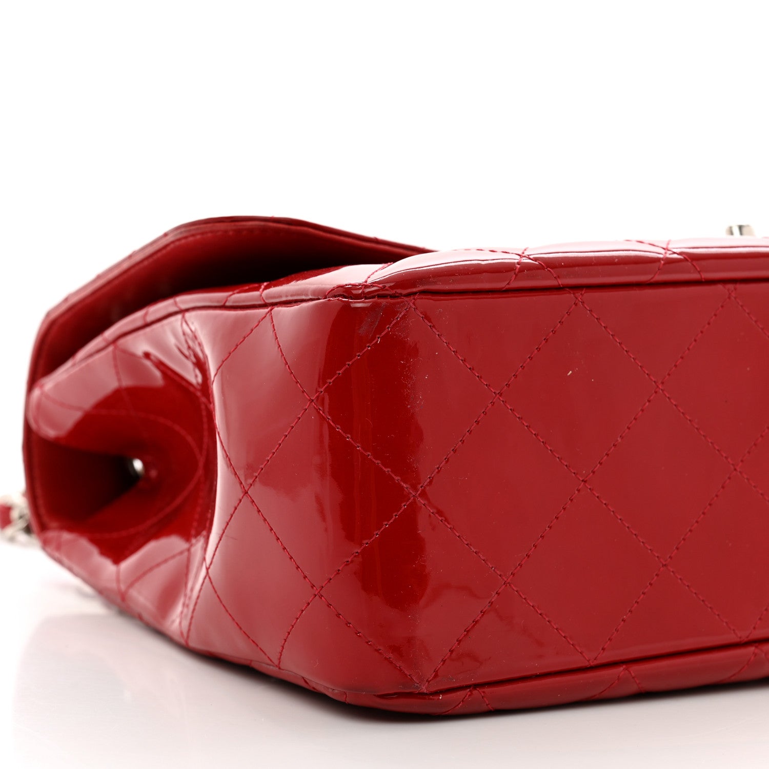 Chanel Patent Quilted Jumbo Single Flap Red 9 of 12
