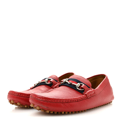 Gucci Road Calfskin Web Mens Horsebit Driver Loafers 6.5 Rosso 4 of 11