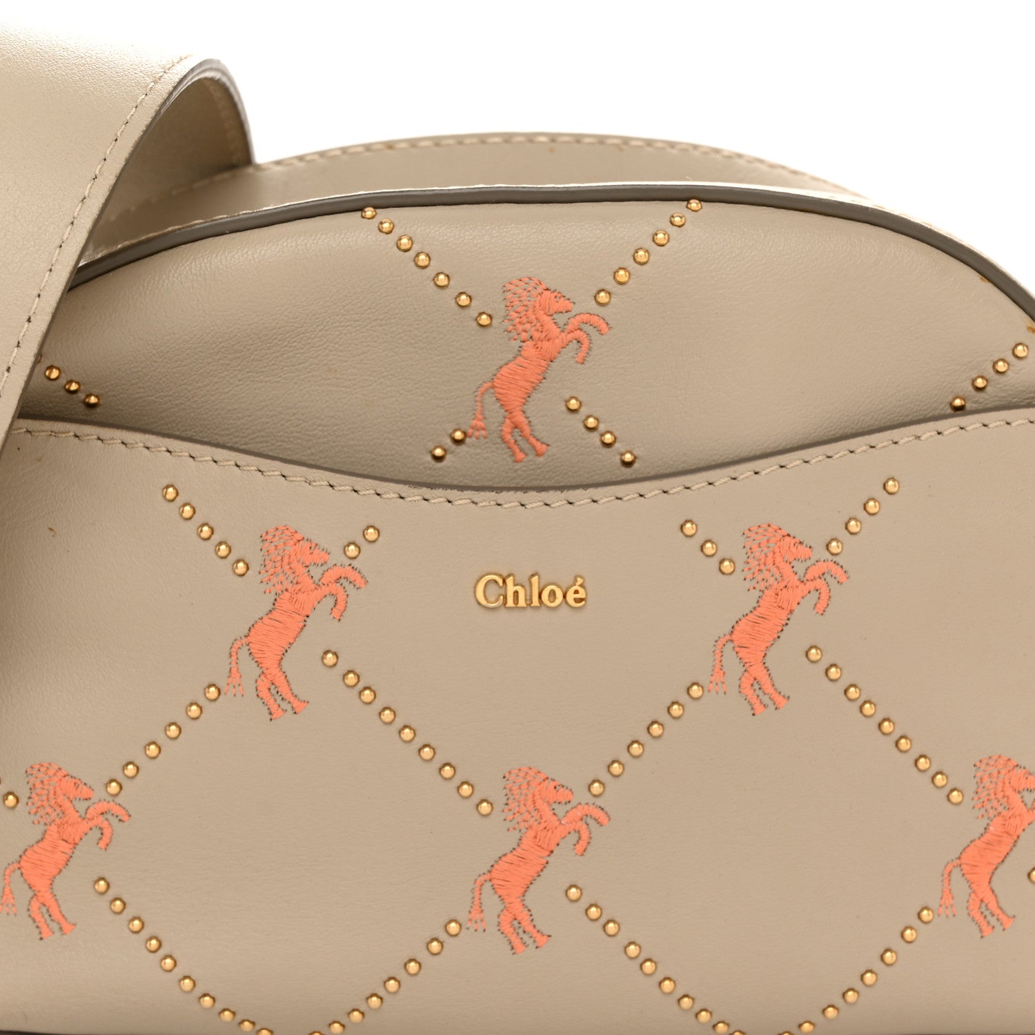 Chloe Smooth Calfskin Little Horses Embroidered Shoulder Bag Pastel Grey 8 of 13