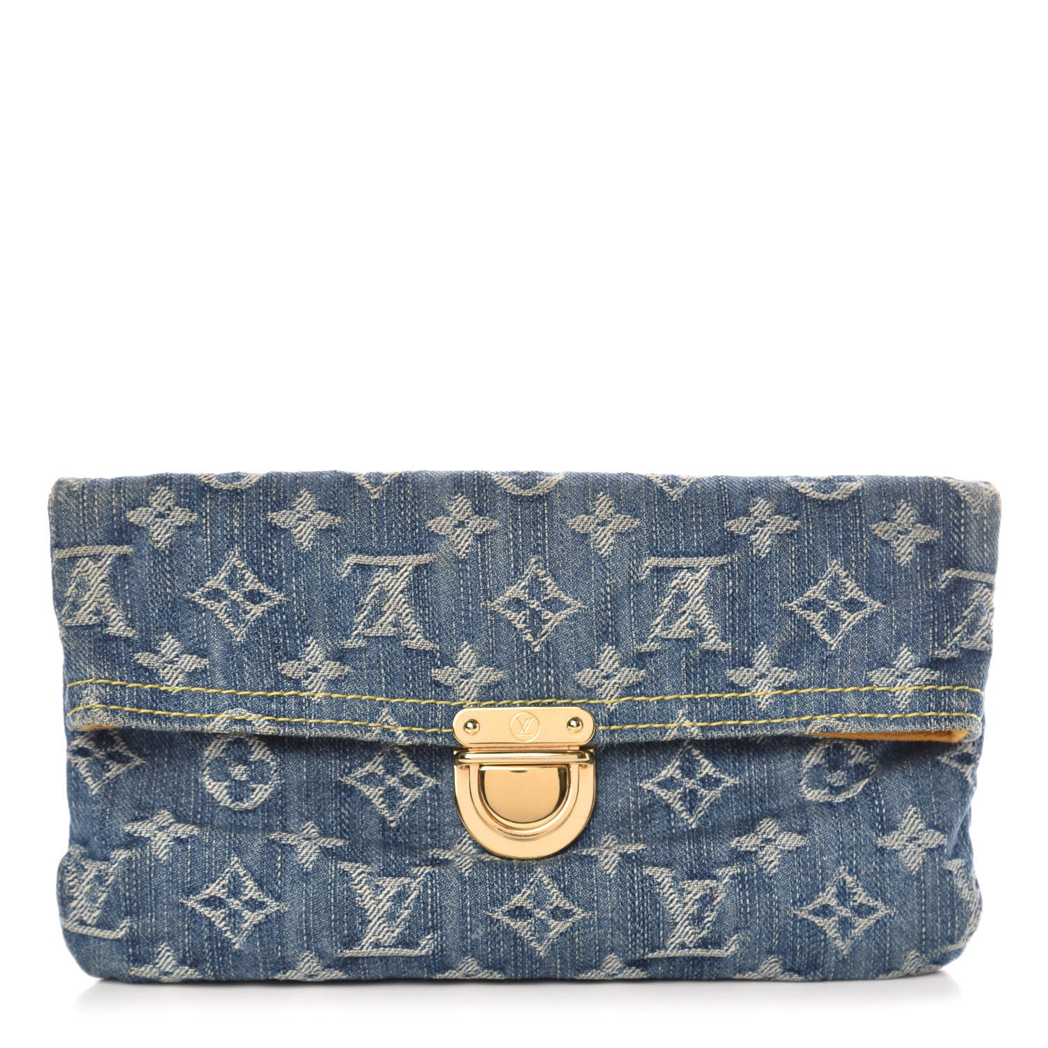 Louis Vuitton Monogram Denim Pochette Plat Clutch Blue 1 of 8
