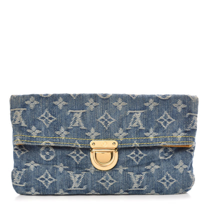 Louis Vuitton Monogram Denim Pochette Plat Clutch Blue 1 of 8