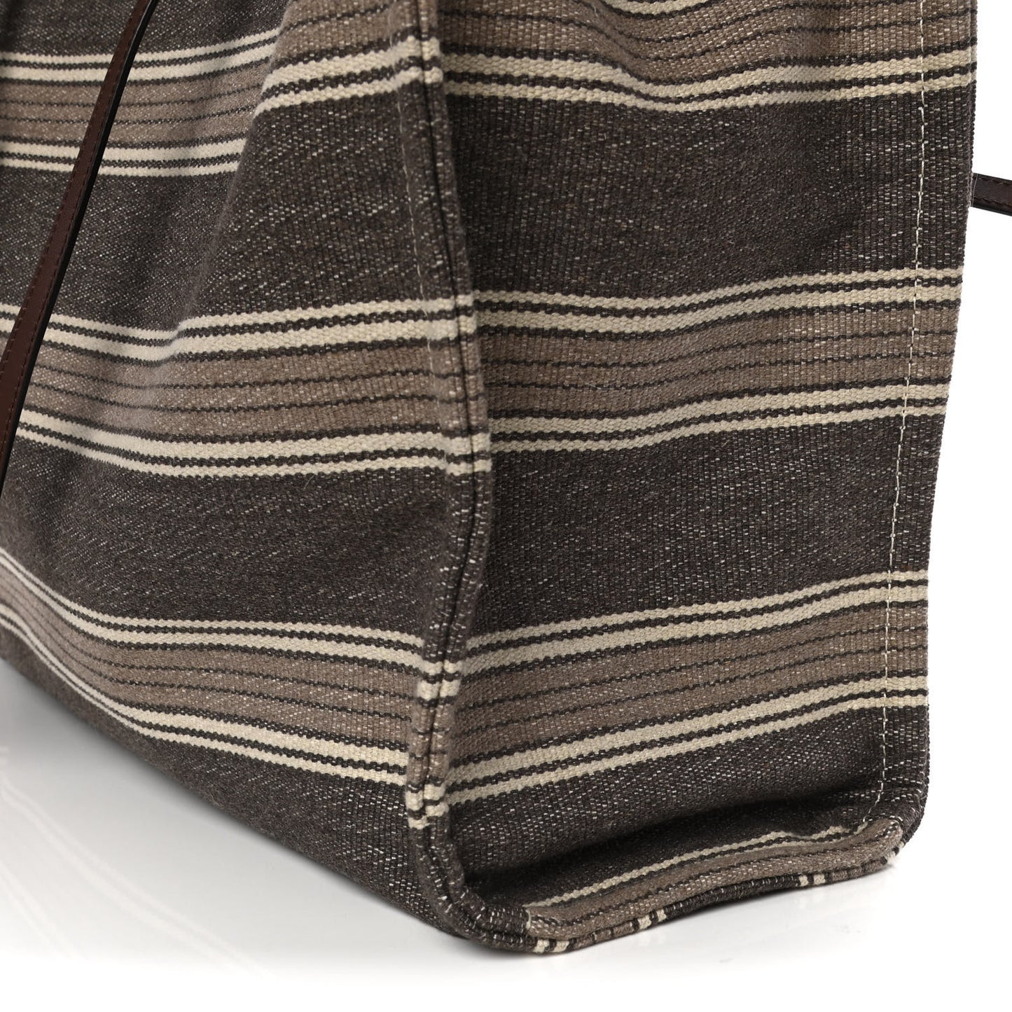 Canvas Calfskin Jacquard Vertical Cabas Grey Brown