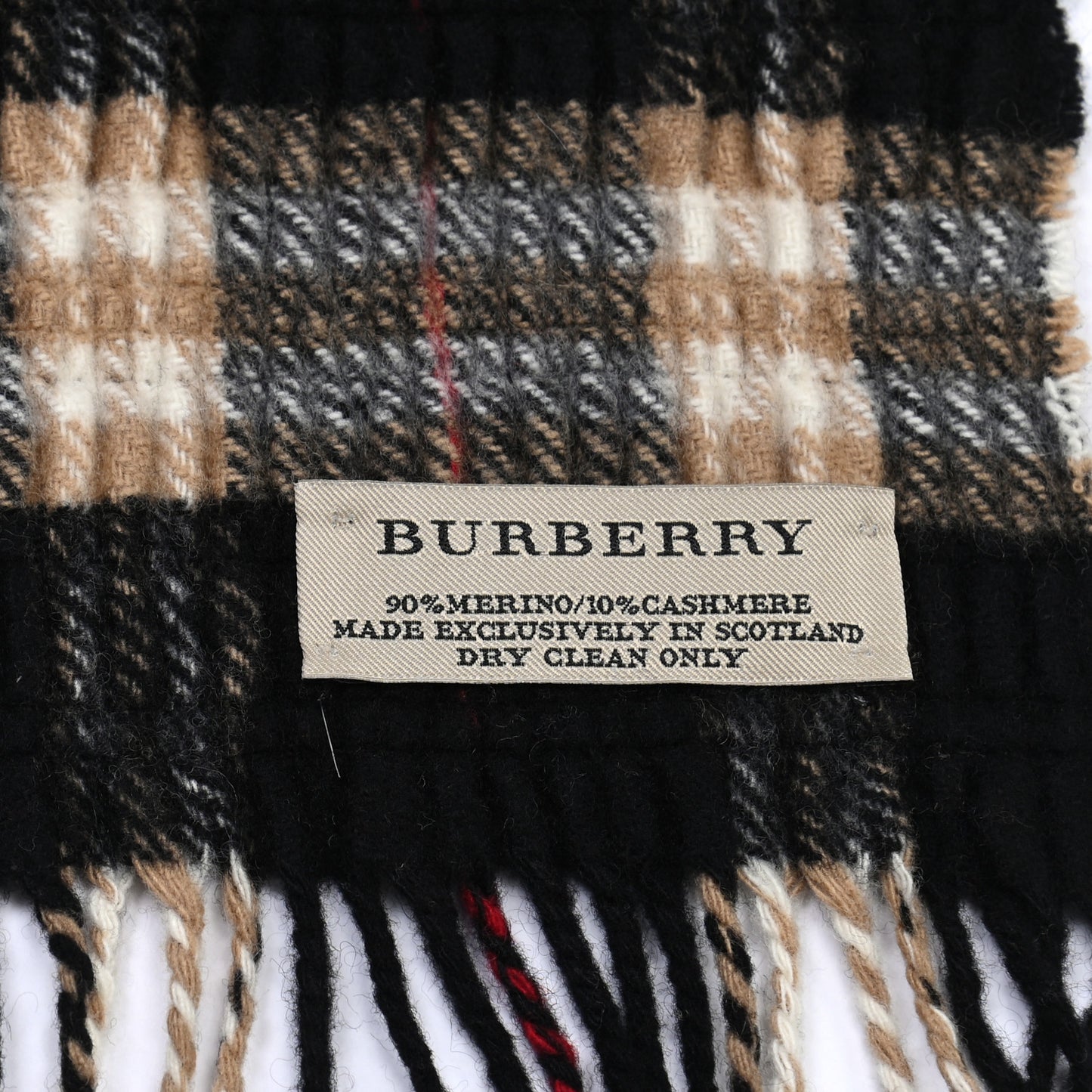 Merino Wool Cashmere Fringe Scarf Black
